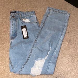 Nasty Gal Distressed High Waisted Jeans